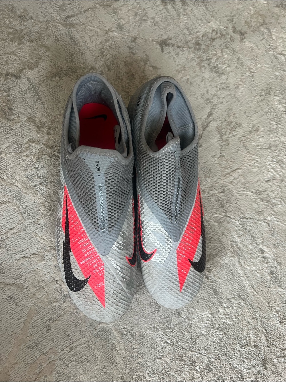 Nike Phantom Grey Soccer Cleats with Red Accents - Picture 2 of 3
